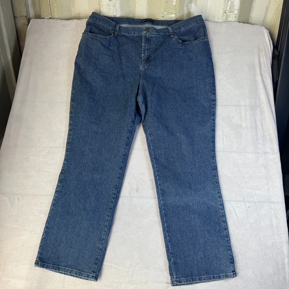 Y2K Lee Womens Blue Stretch Denim 5-Pocket Logo Relaxed Fit Straight Jeans 20W